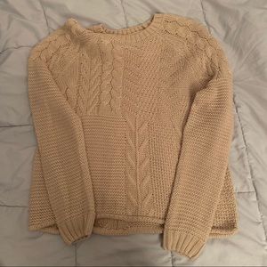 Time and Tru Beige Mixed Stitch Knit Sweater